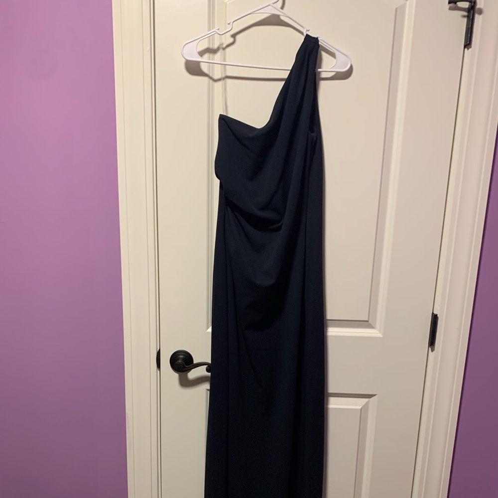 Full length navy blue gown